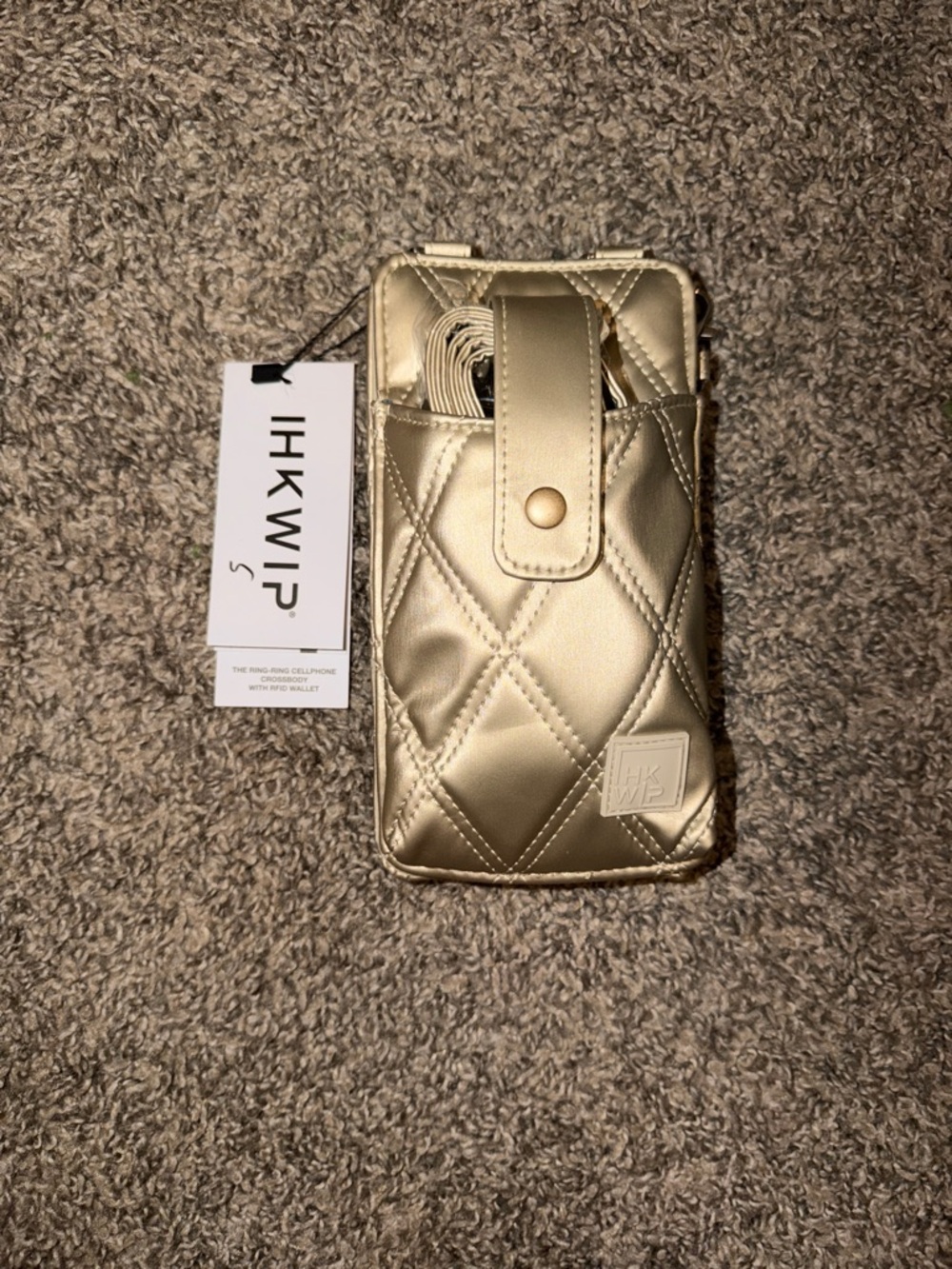 Ihkwip Ring-Ring Gold Phone Crossbody RFID Wallet